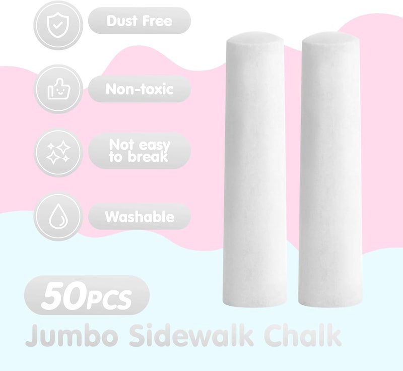 FELIZROCA 50 Pack White Sidewalk Chalks Washable Chalk for Kids Non-Toxic for Outdoor Art Play, Colored Chalk for Painting on Chalkboard, Blackboard and Playground(White) - Image 5